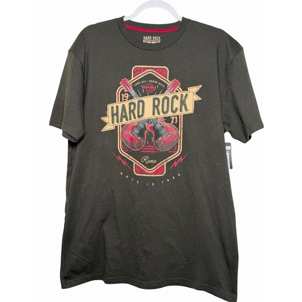 Hard Rock Cafe Rome Men's Large Guitar Graphic T Shirt NWT Grunge Y2K